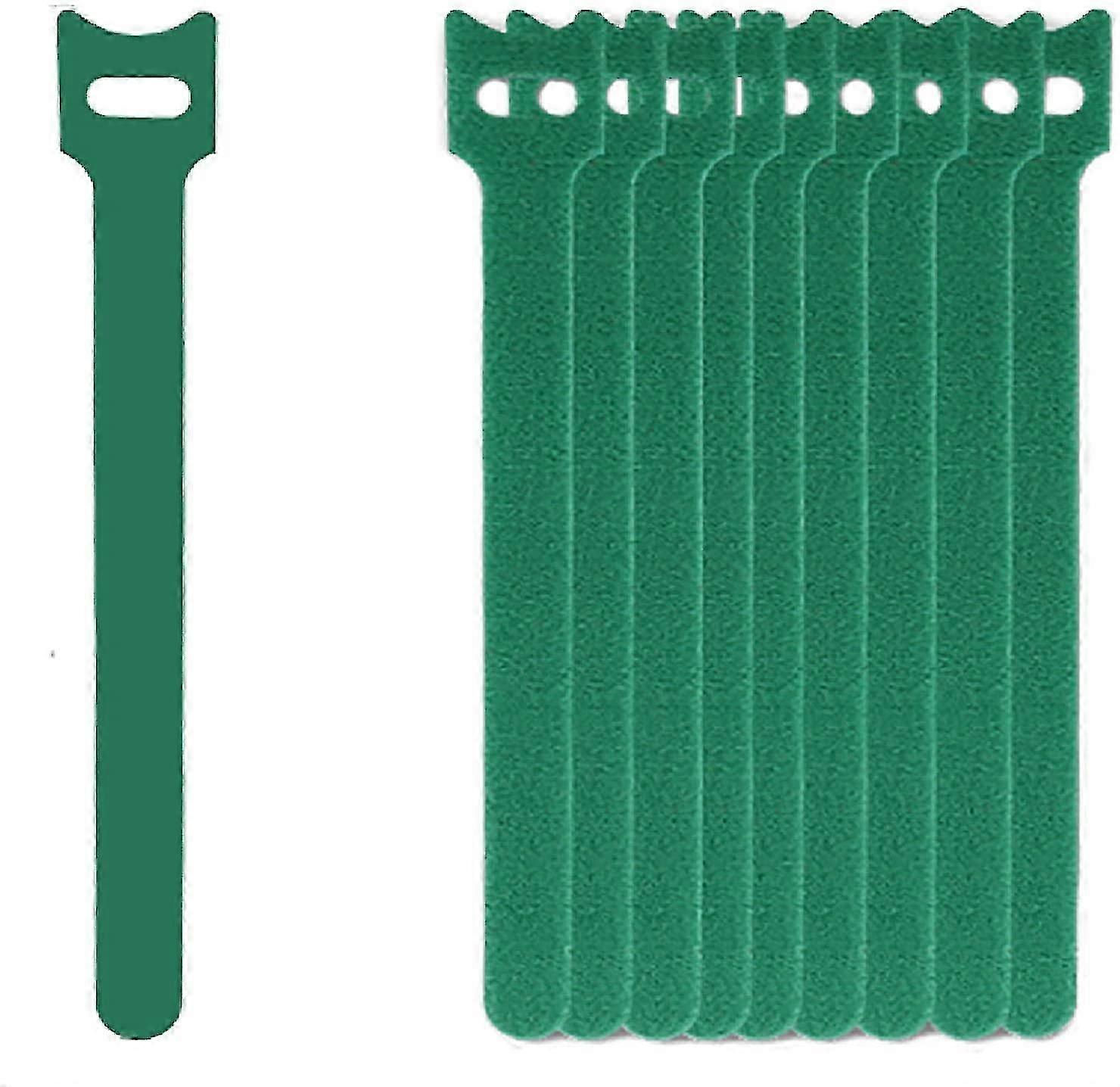 50pcs Reusable Fastening Cable Ties Microfiber Cloth Hook And Loop Cord Ties  Green