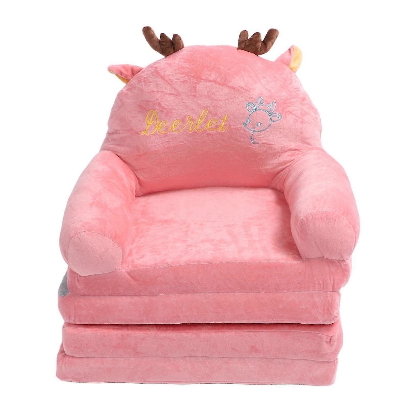 Foldable Sofa Cute Cartoon Shape Comfortable Multifunctional Kids Couch Fold Out For Home Kindergarten 4 Folds