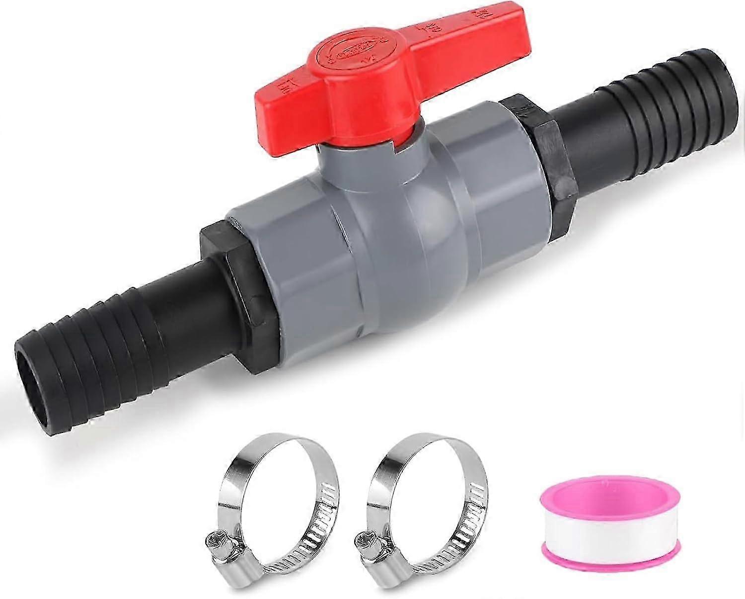 PVC Ball Valve with Hose Connector, Suitable for Pool Shut-Off, Featuring Internal Thread 41 mm and 32 mm Hose Nozzles for Versatile Usage