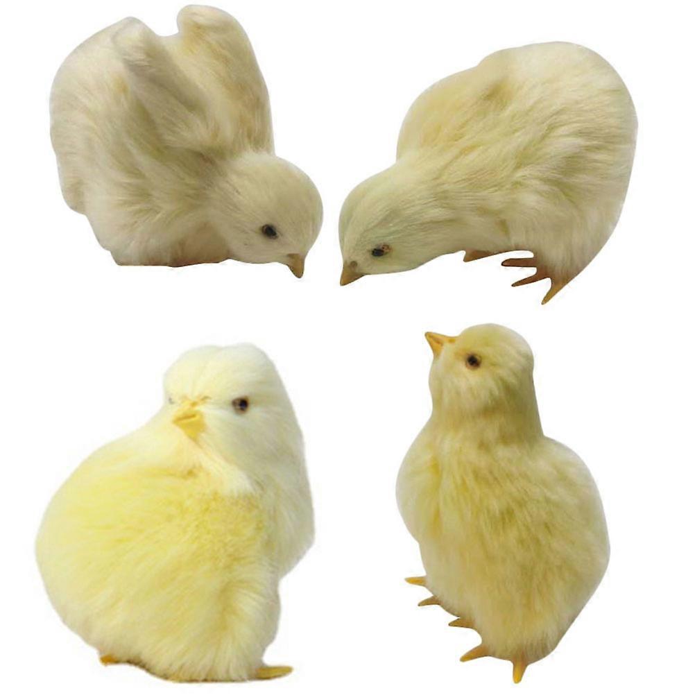 Creative Plush Chick Decorations for Home Light Yellow 4 Pieces