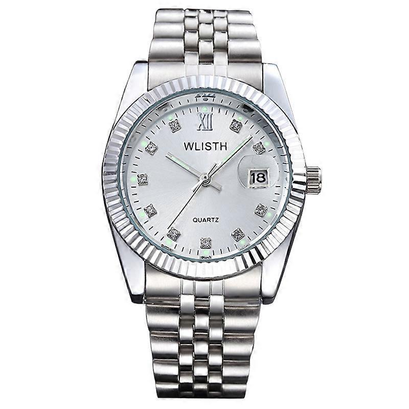 WLISTH Q354 Calendar Display Luminous Couple Quartz Watch with Steel Strap