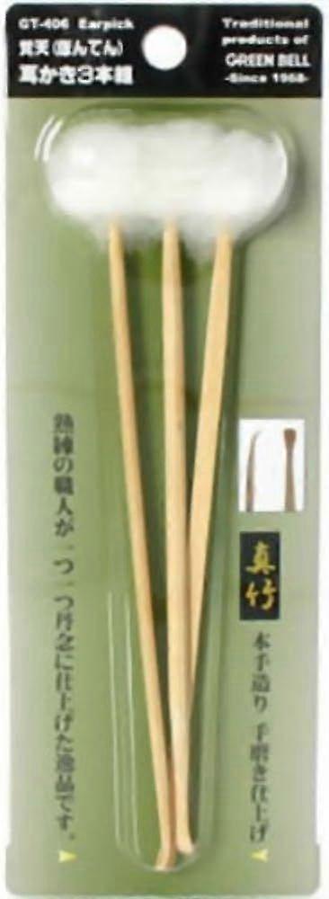 Green Bell Japanese Ear Cleaning Pick 3 Picks Mimikaki from Japan Size: L 160 mm