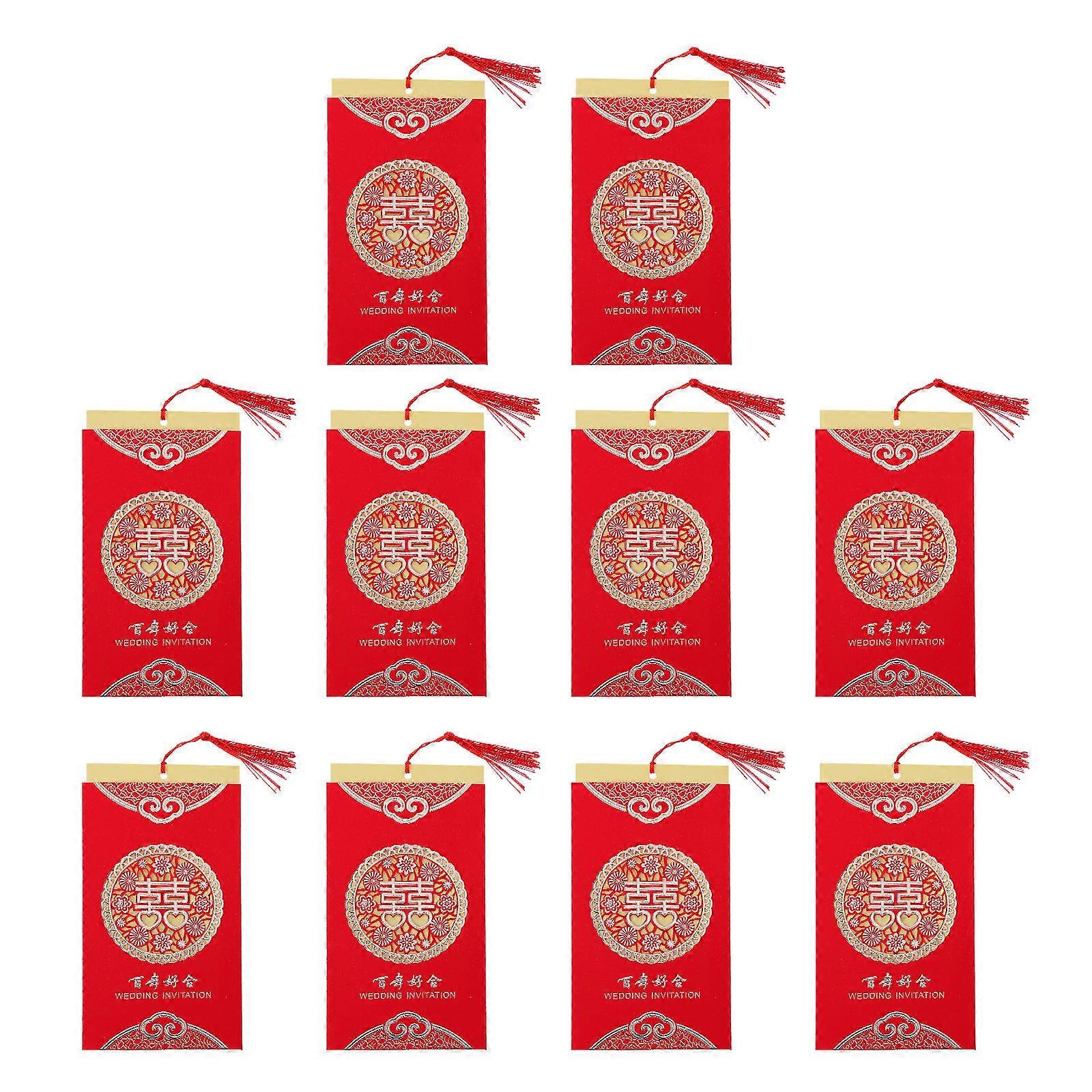 Chinese Style Wedding Invitation Card Paper Invitations Celebrations Multi 20X11.5CM 10Pcs