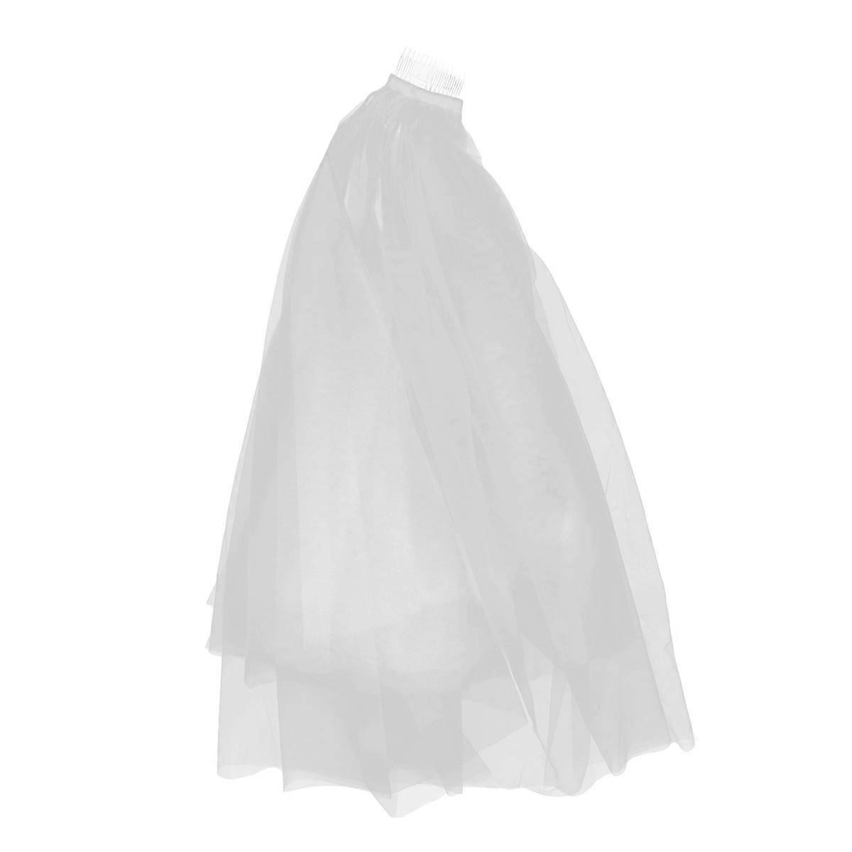 Wedding Veil Double-Layer Short Comb Veil for Bride 1Pcs White