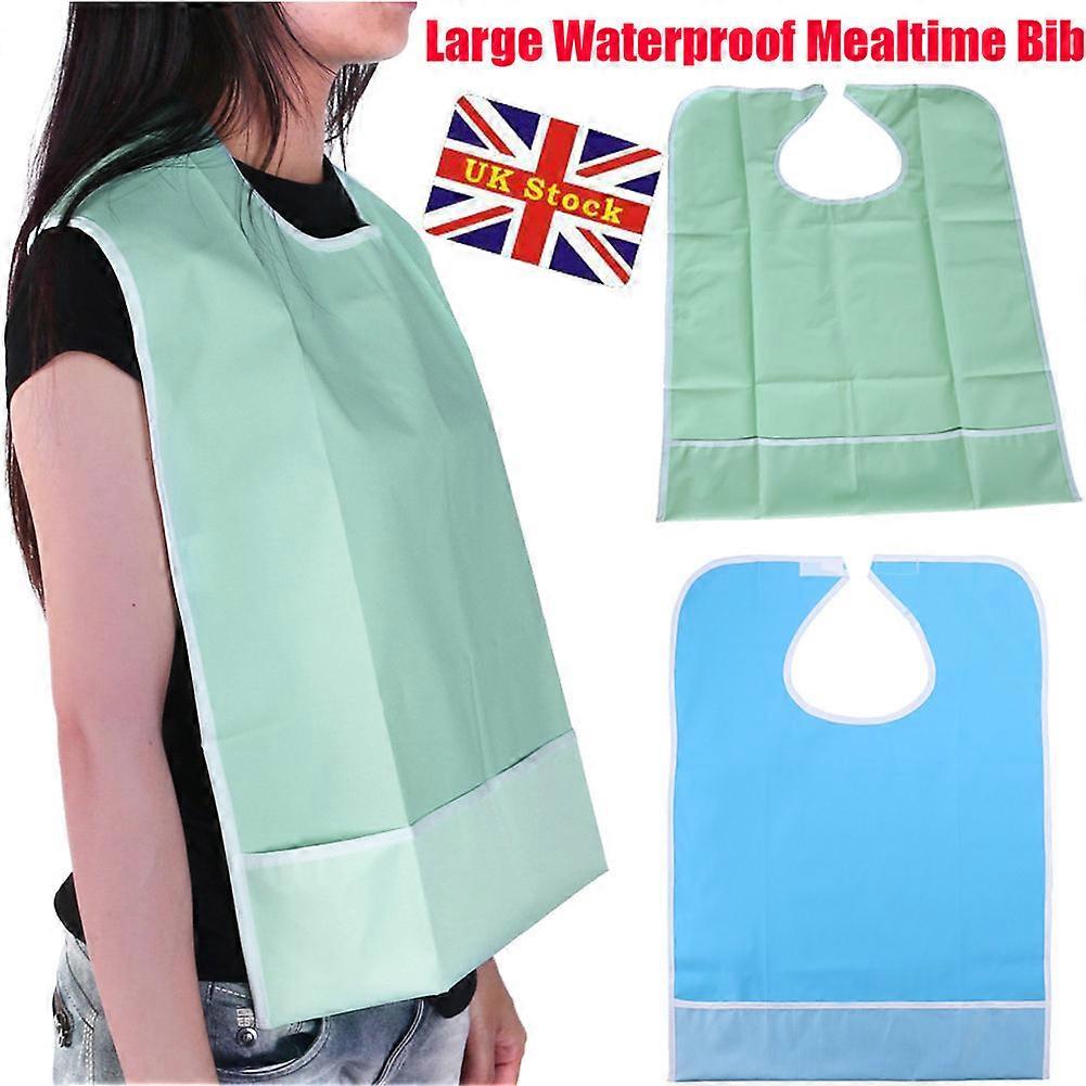 Light Green Mealtime Apron for Adults with Snap Fastener, Easy Clean Pocket Design to Prevent Stains While Dining