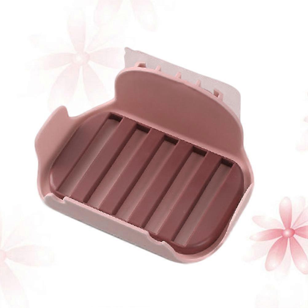 Compartment Soap Holder Modern Bathroom Design Draining Adhesive Double Layer PVC Red 12X8.5cm For Homeowners 2Pack