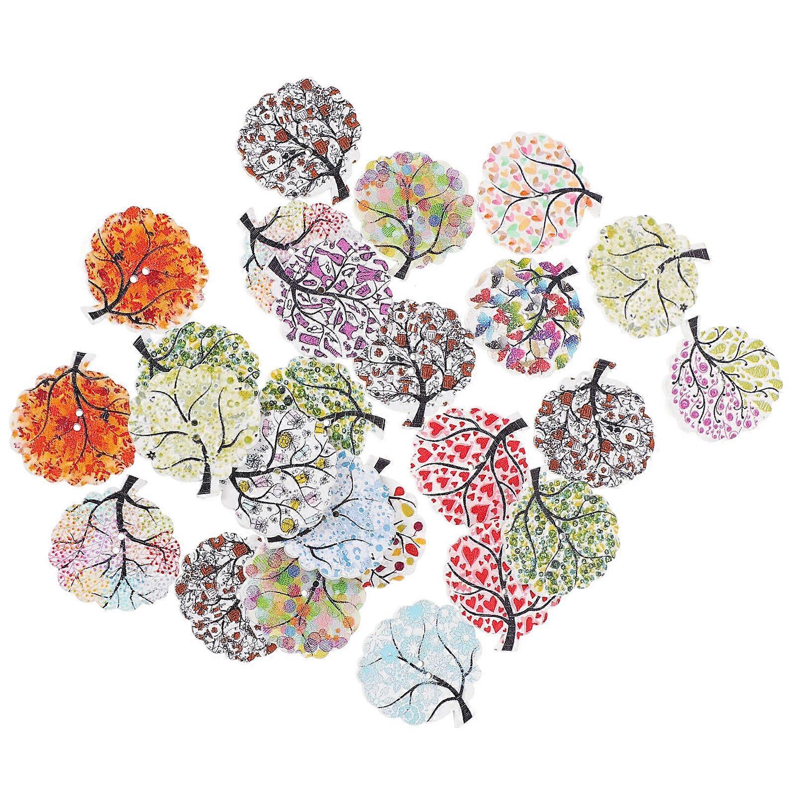 50pcs Tree Shaped Wooden Buttons for Clothing, DIY Craft Snaps for Suits, Coats, and Clothes, Easy to Use for Decoration and Replacement