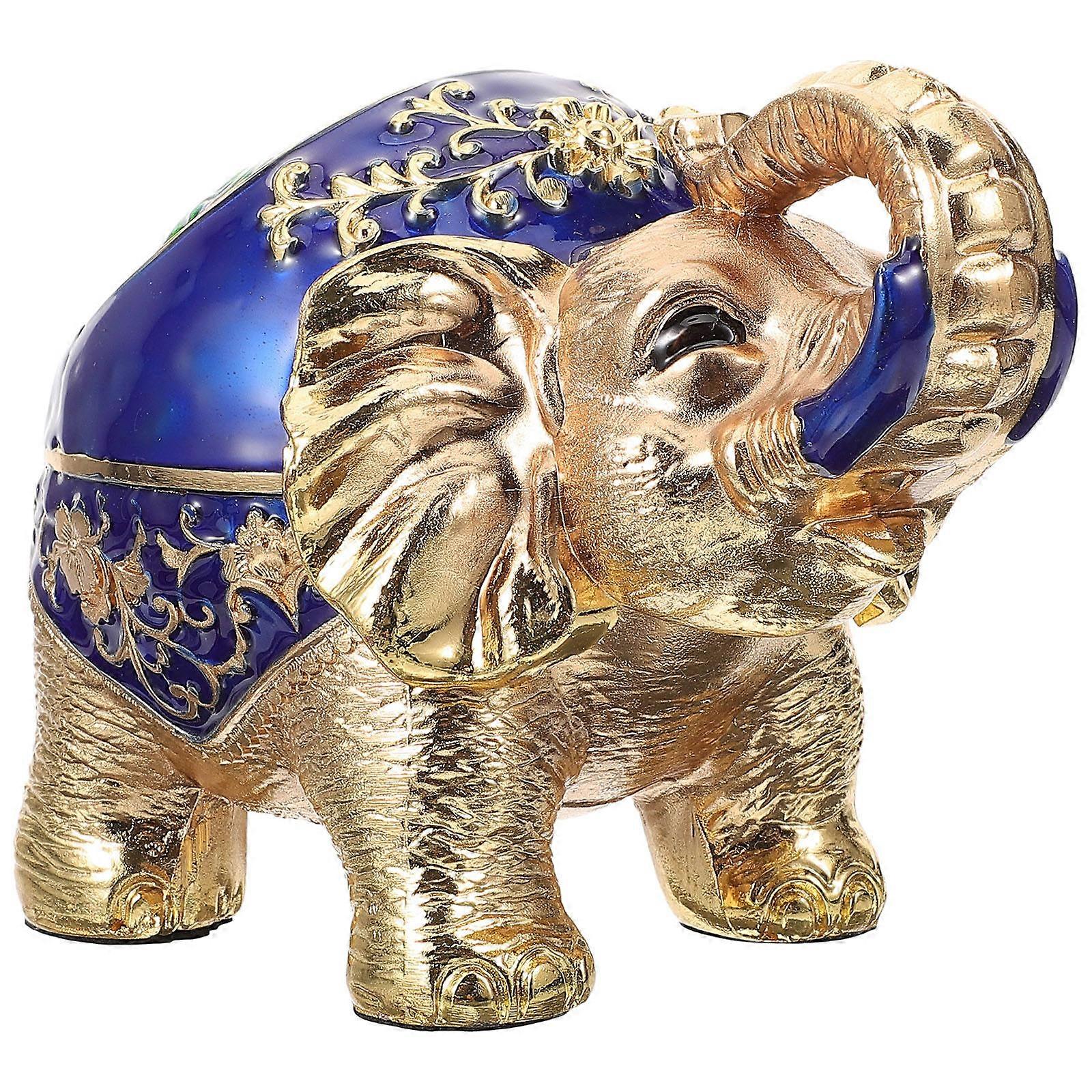 Artistic Design Elephant Shape Ashtray Office Use Butt Container Gold Plastic 1Pc