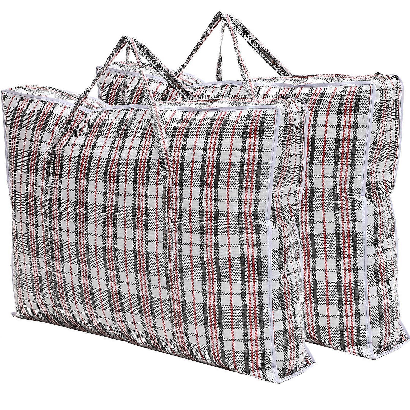 2pcs Large Capacity Zipper Closure Quilt Storage Bag with Plaid Pattern – Moisture Resistant Bedding Organizer for Blankets, Clothing – Ideal for