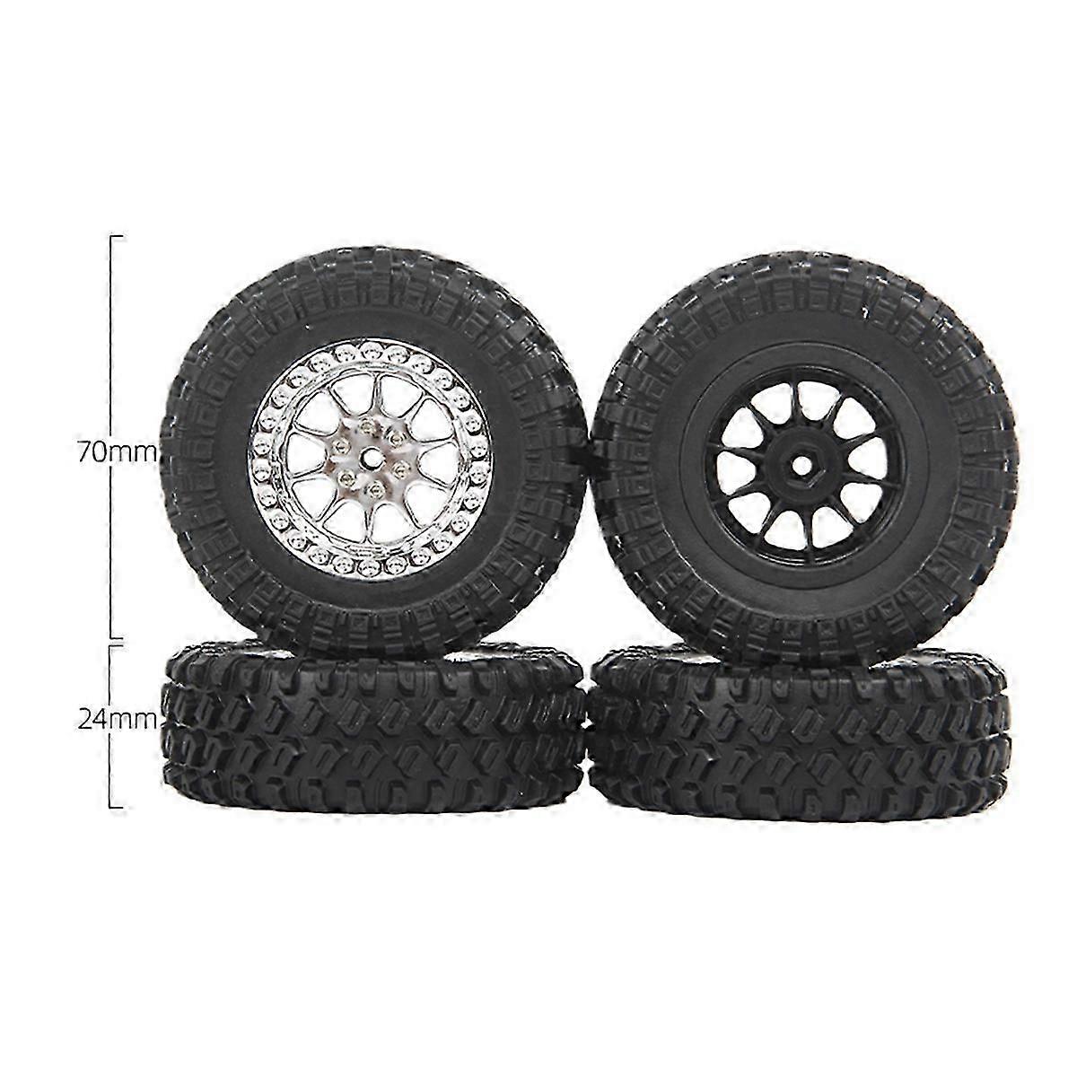4Pcs 70mm τροχός ελαστικών ελαστικών για MN D90 D99S MN-90 MN91, ασήμι