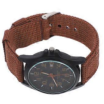 Quartz Wrist Watches For Man Sports Style Design Brown Nylon Material 1Set