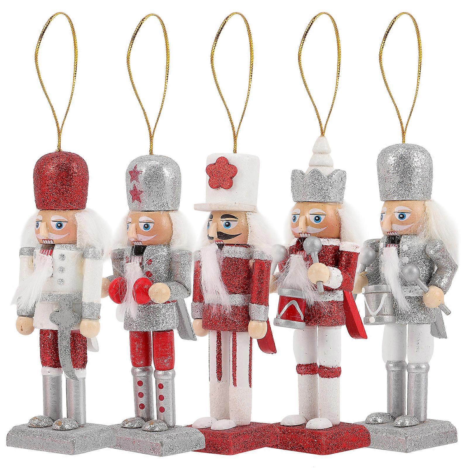 Wood Nutcracker Craft Nutcracker Shaped Puppet Decoration For Special Occasions Collectors 5Pcs