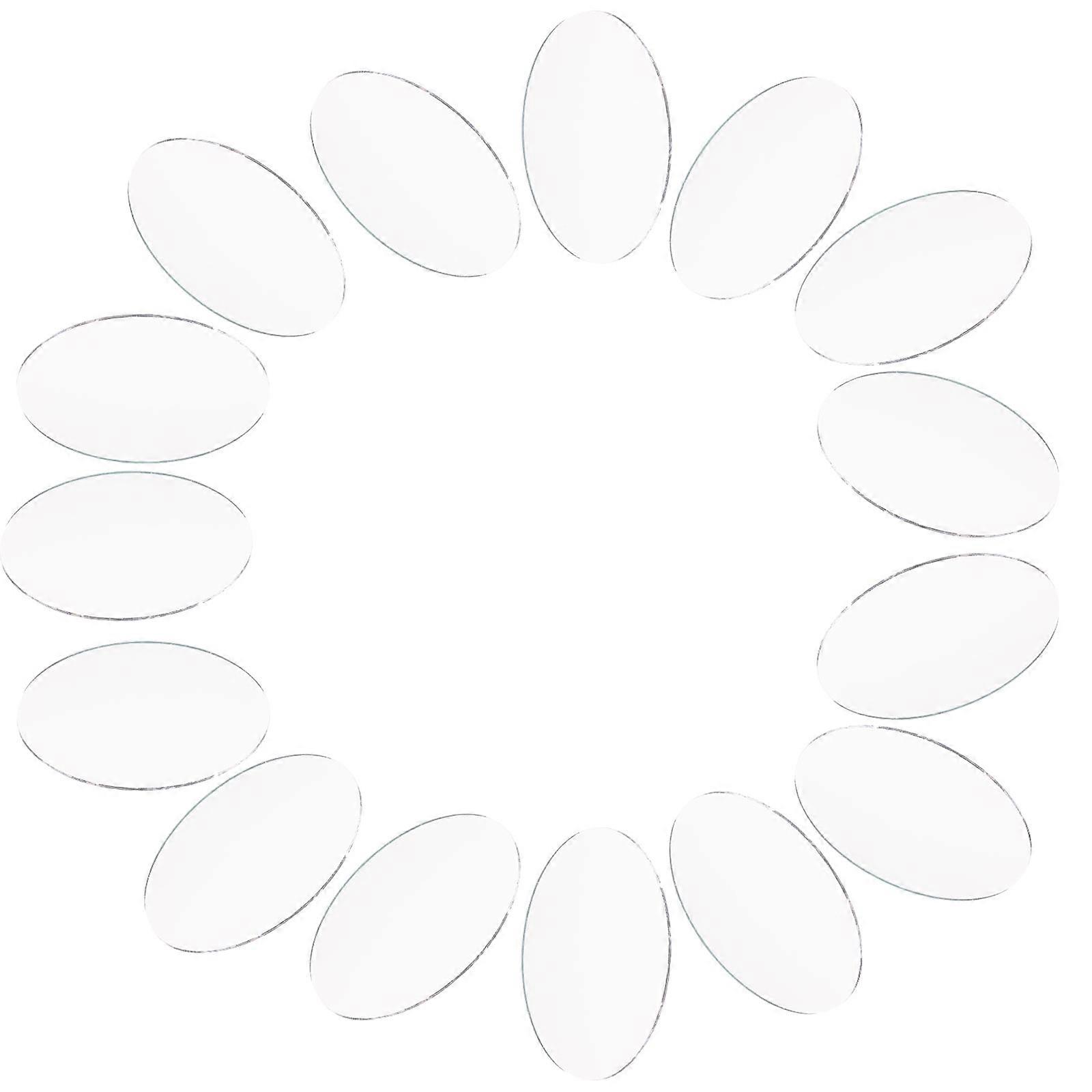 עדשת מראה סגלגלה למלאכת אמנות DIY בסגנון קטן מראה איפור לנשים .5x3.6x0.1 ס"מ 20 יחידות