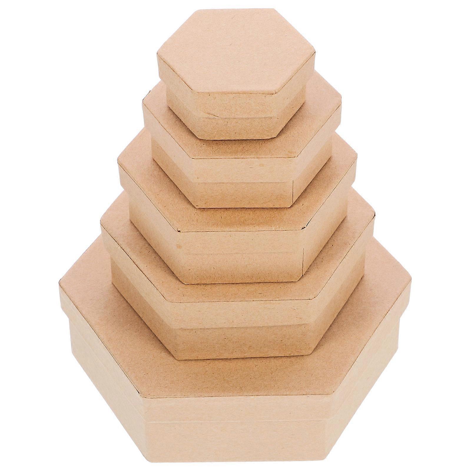 Boxes For Presents present Boxes Packaging Wedding Light Brown Hexagonal Diy Painting 5Pcs