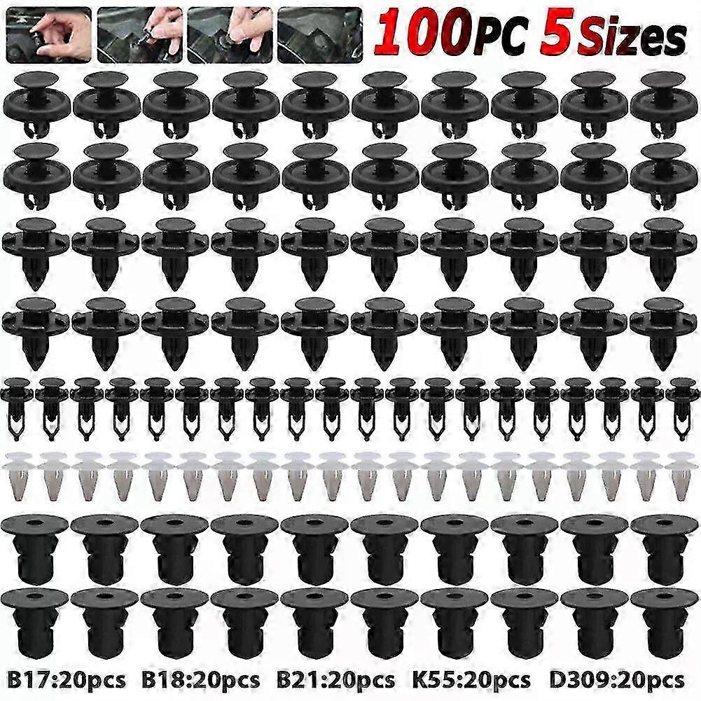 100pcs Auto Accessories Engine Cover Inner Fender Bumper Clips Screw Rivets 7 8 9mm Hole