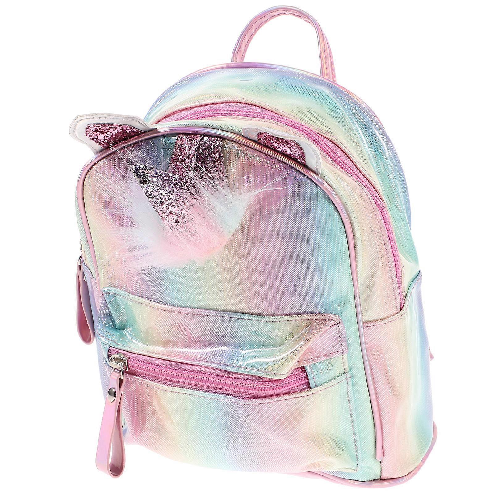 Backpack For Girls Childrens Square Shape PU Material 21x19x9cm Zipped Closure 1Pc