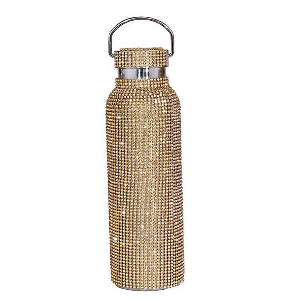 600ml Glitter Insulated Bottle Rhinestone Thermos Flask with Handle