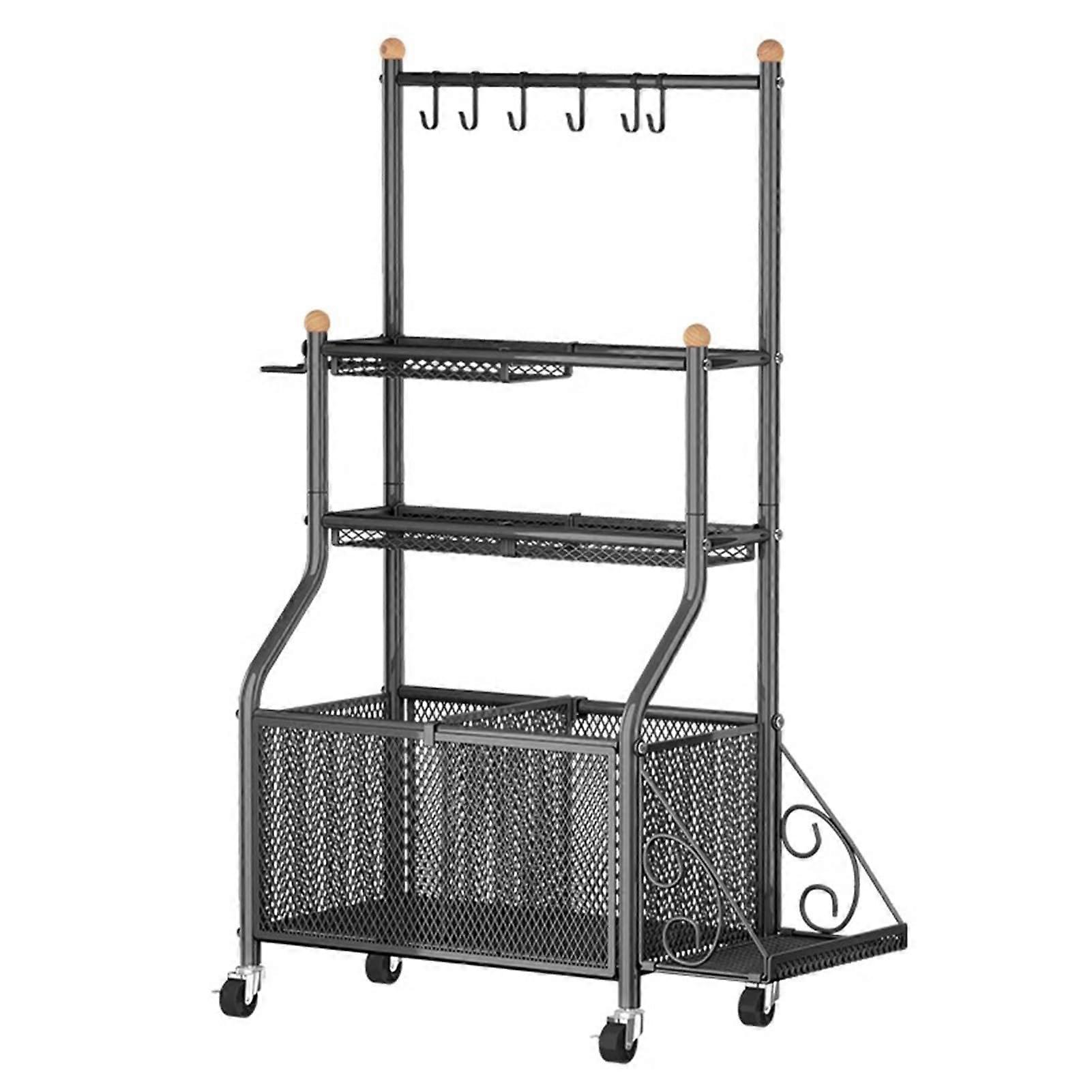 Tennis Racket Storage Rack With Pulleys 81x36x155cm Carbon Steel Badminton Racket Display Stand For Gym Club School Black