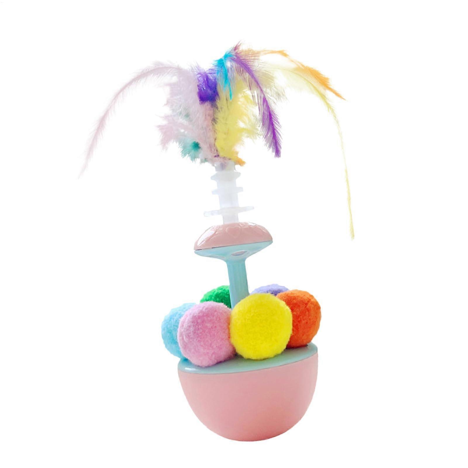 Cat Feather Ball Interactive Toy for Kittens - Portable Self-Play Exercise Ball, Pink Color, Durable Material for Outdoor Training