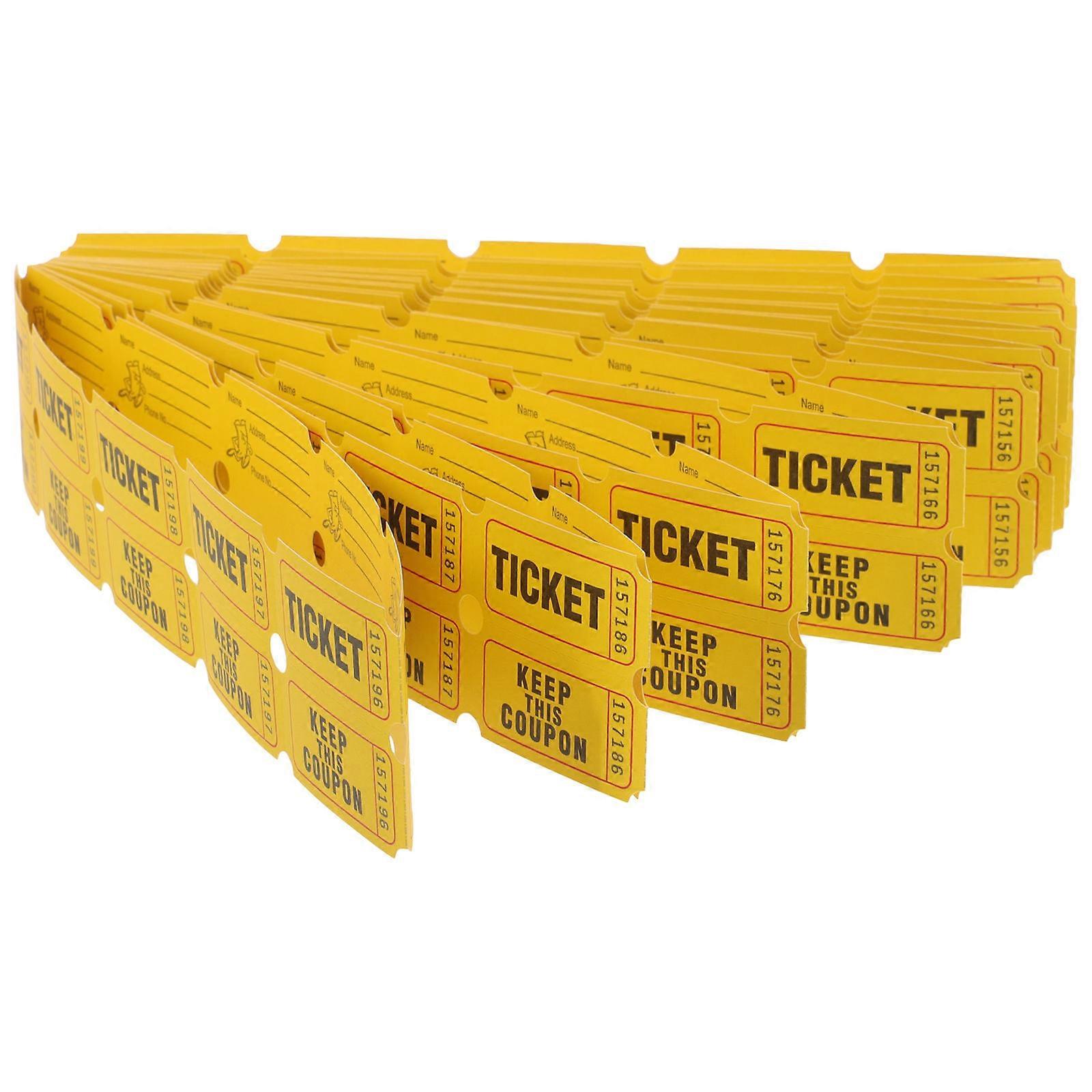 Consecutively Numbered Raffle Tickets Amusement Park Participants in Activities Yellow 5.00X2.50X0.10cm Universal Use 100Set