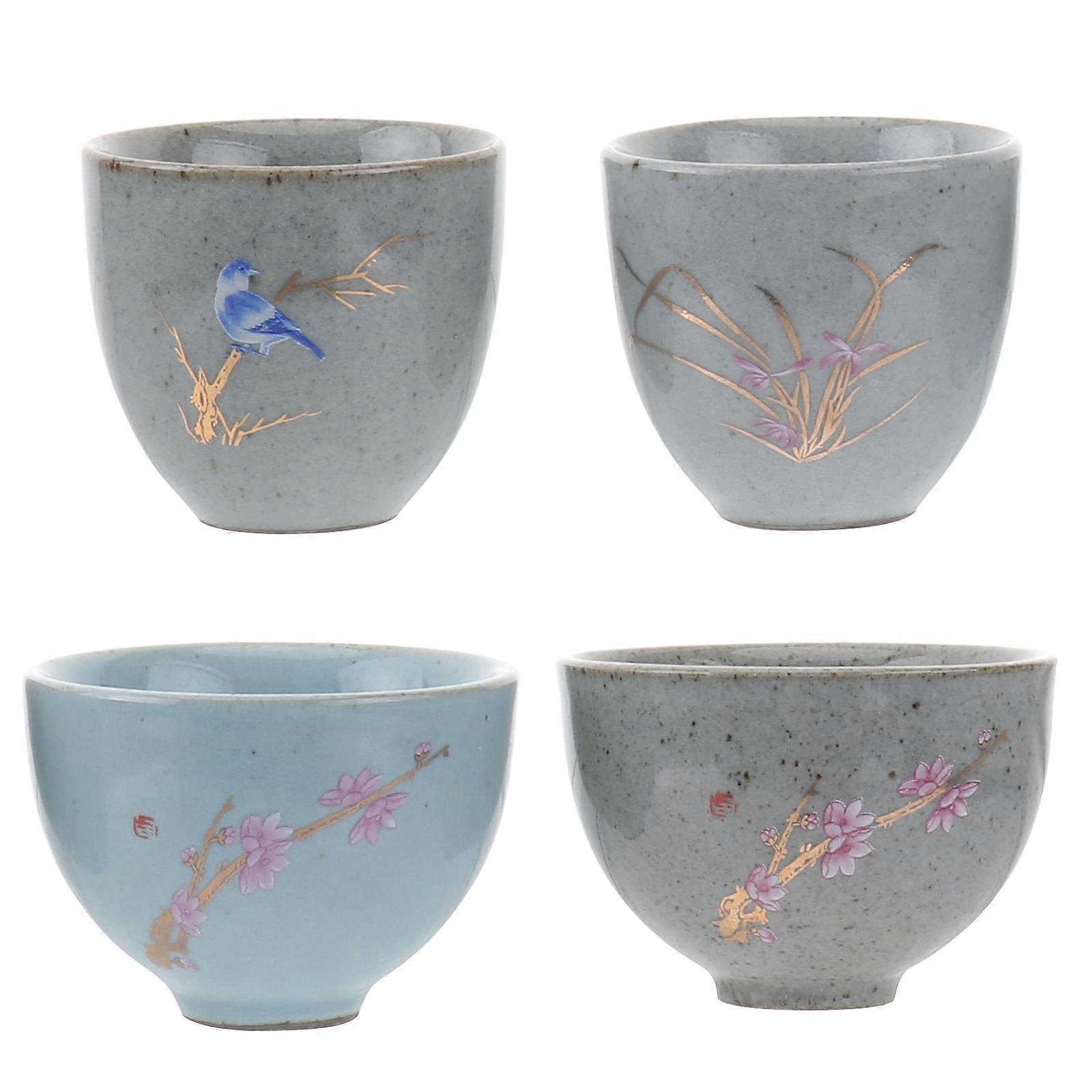 Ceramic Tea Cup Practical Teacup for Brewing Tea 4Pcs Collection