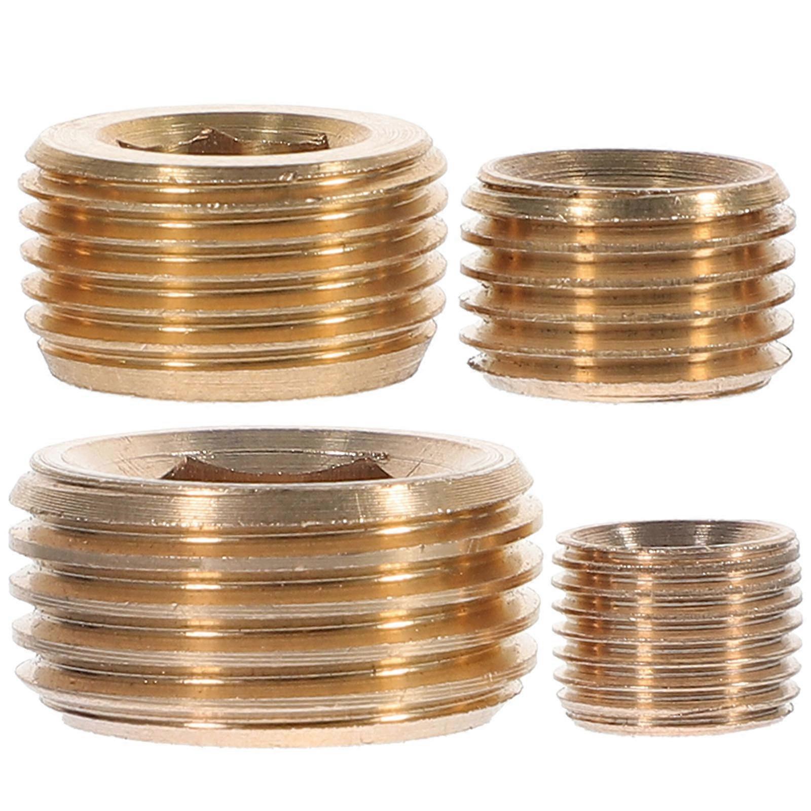 Hose End Caps Copper Pipe Fittings Set For Plumbing And Maintenance Hexagonal Tubing Connector 1.92X1.92X0.90cm Prevent Leaks 4Pcs