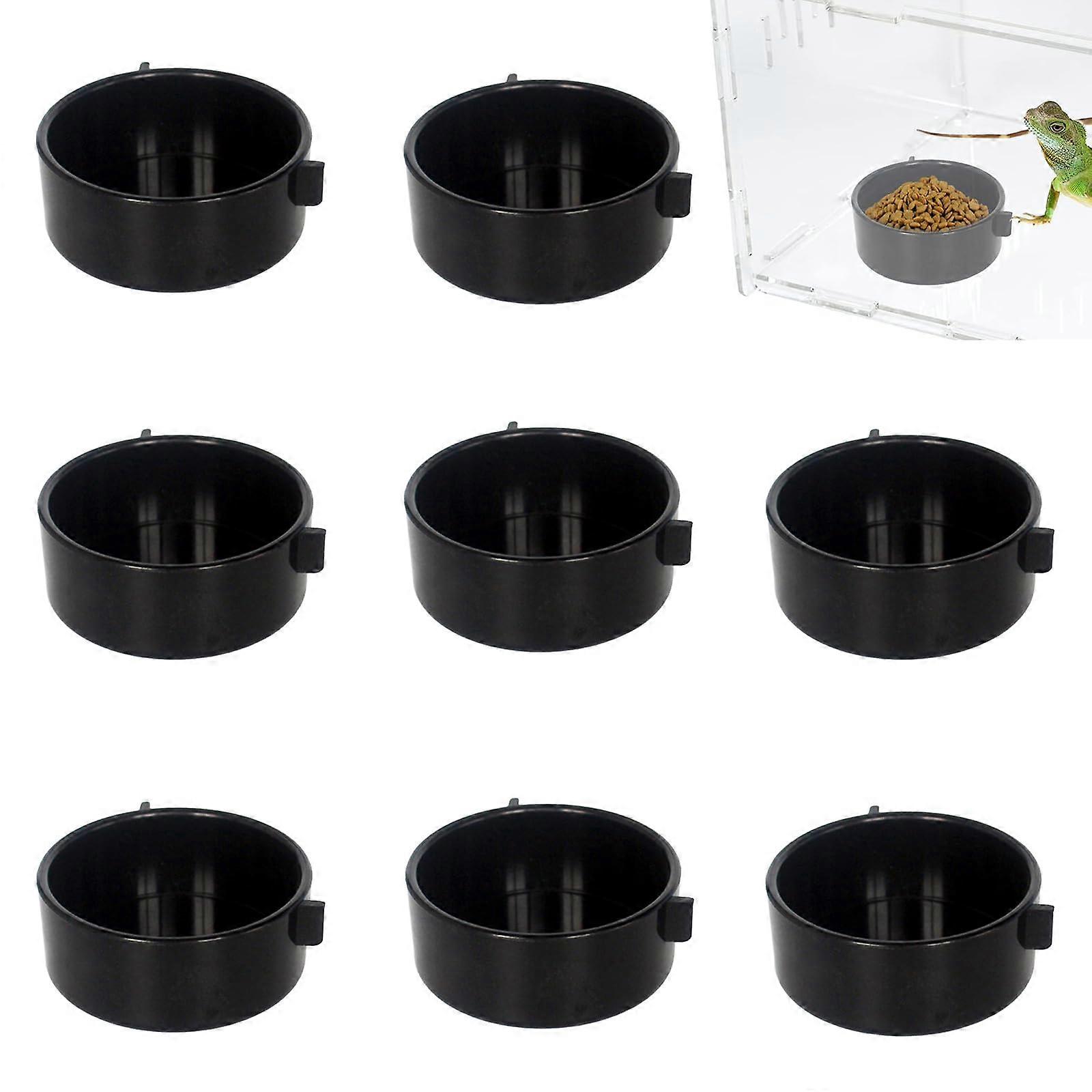 Pack of 6 Plastic Mini Reptile Food Boxes 5.5 x 5.5 x 2.2 cm for Terrarium Habitat Feeding - Black Replacement for Hamsters and Lizards