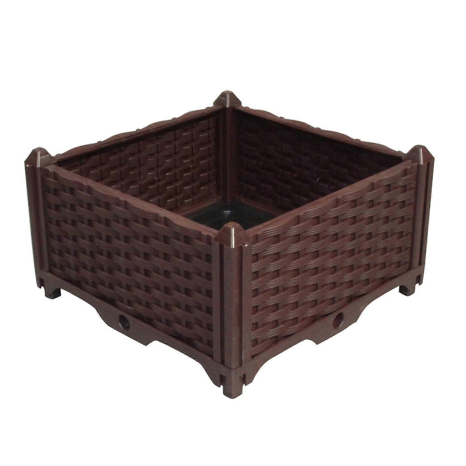 Planter Grow Box, Plastic Rectangular Raised Garden Bed with Efficient Drainage for Flowers and Vegetables, Balcony or School Use