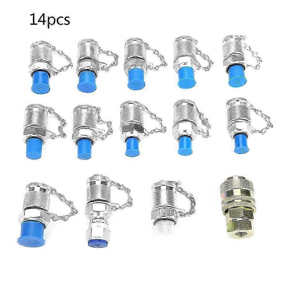 14pcs Hydraulic Pressure Test Point Testing Coupling Adapter Set for Hydraulic System
