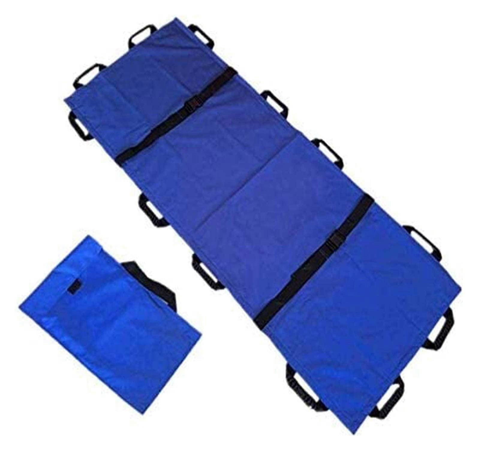 Portable Stretcher 12 Handles Thickened Canvas Soft Household Stretcher with Handbag for Home First Aid, Blue