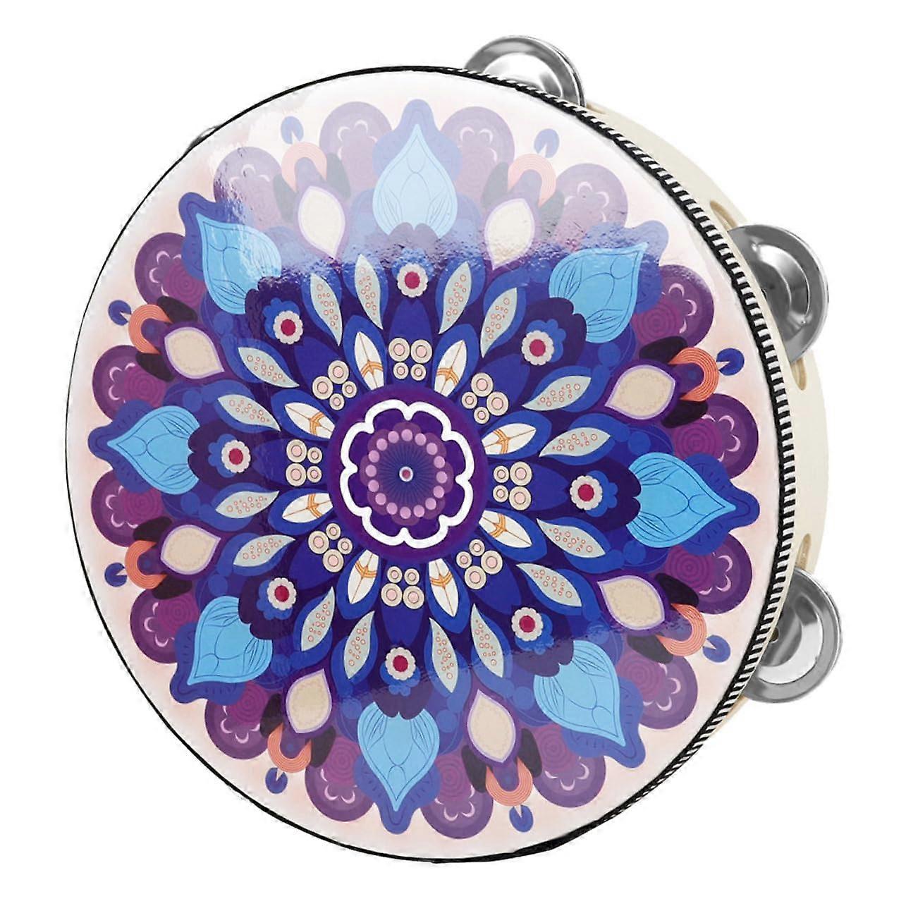 Handheld Tambourine Drum Wooden Rhythm Instrument for Adults for Music Education, Portable and Promotes Musical Skills and Fun