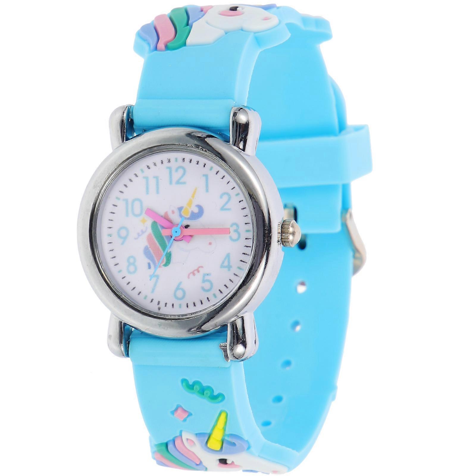 Kids Watch For Students Decorative Cartoon Style Unicorn Watch Blue Color 22X3.5CM Mechanical Movement 1Pack
