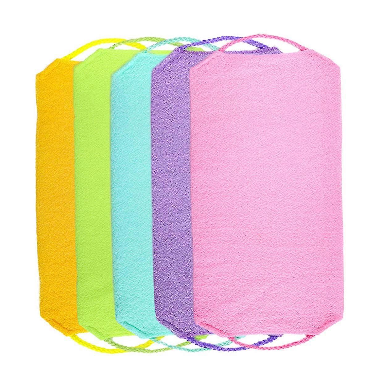 5piece Exfoliating Back Scrubber Set, Doublesided Bath Brush with Strap