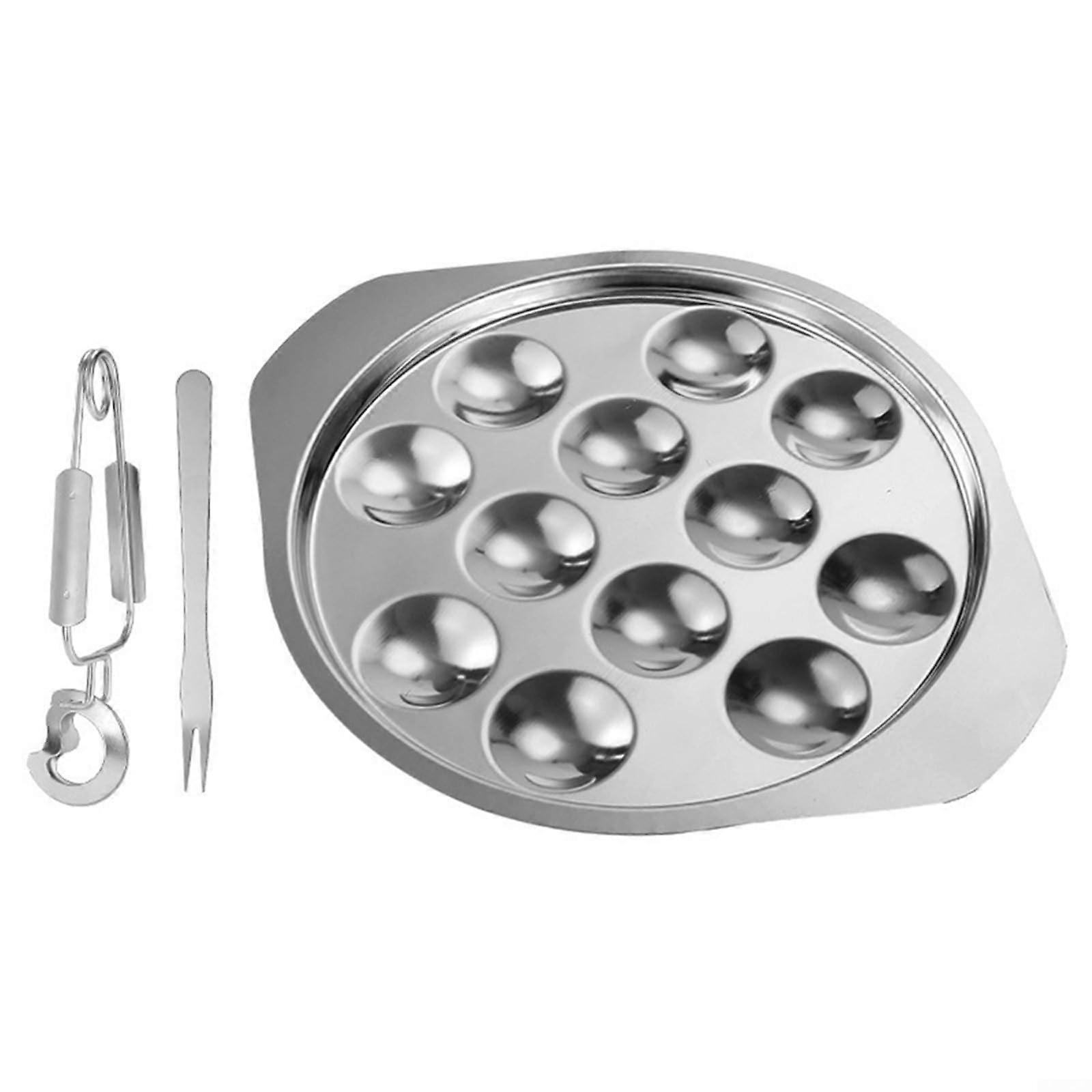 Multipurpose Stainless Steel Oyster Plate for Escargot and Casserole Dish Ideal for Home or Restaurant (Set)