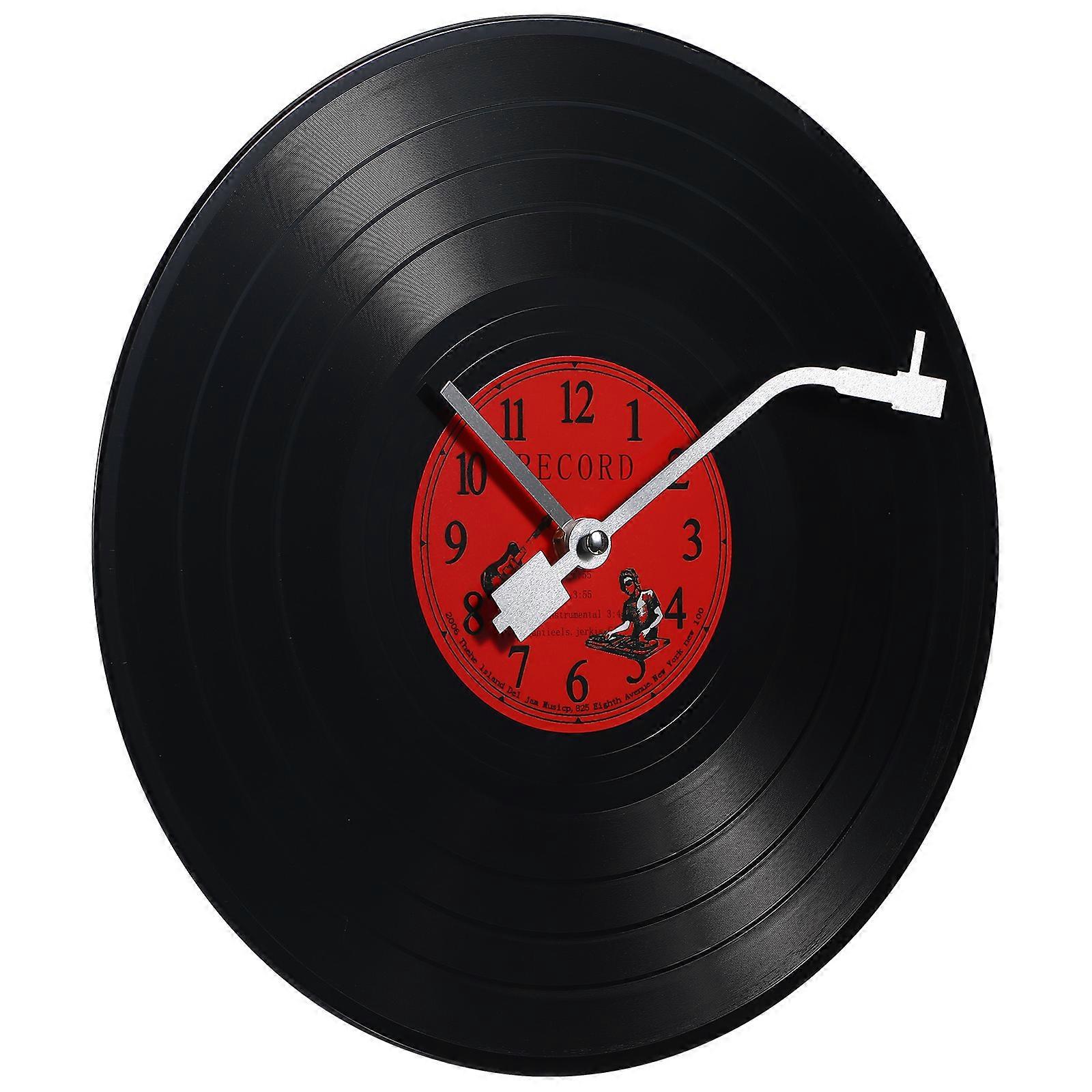 Wall Clock Large Red Color Record Decor Home Decor Bedroom Kitchen 1Pack