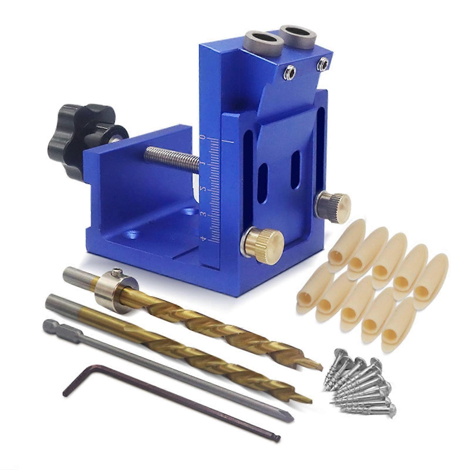 Pocket Hole Jig Set For Woodworking, Pocket Hole Locator, Drilling Guide Tools, Quick Drilling Tool, Blue Angle Locator