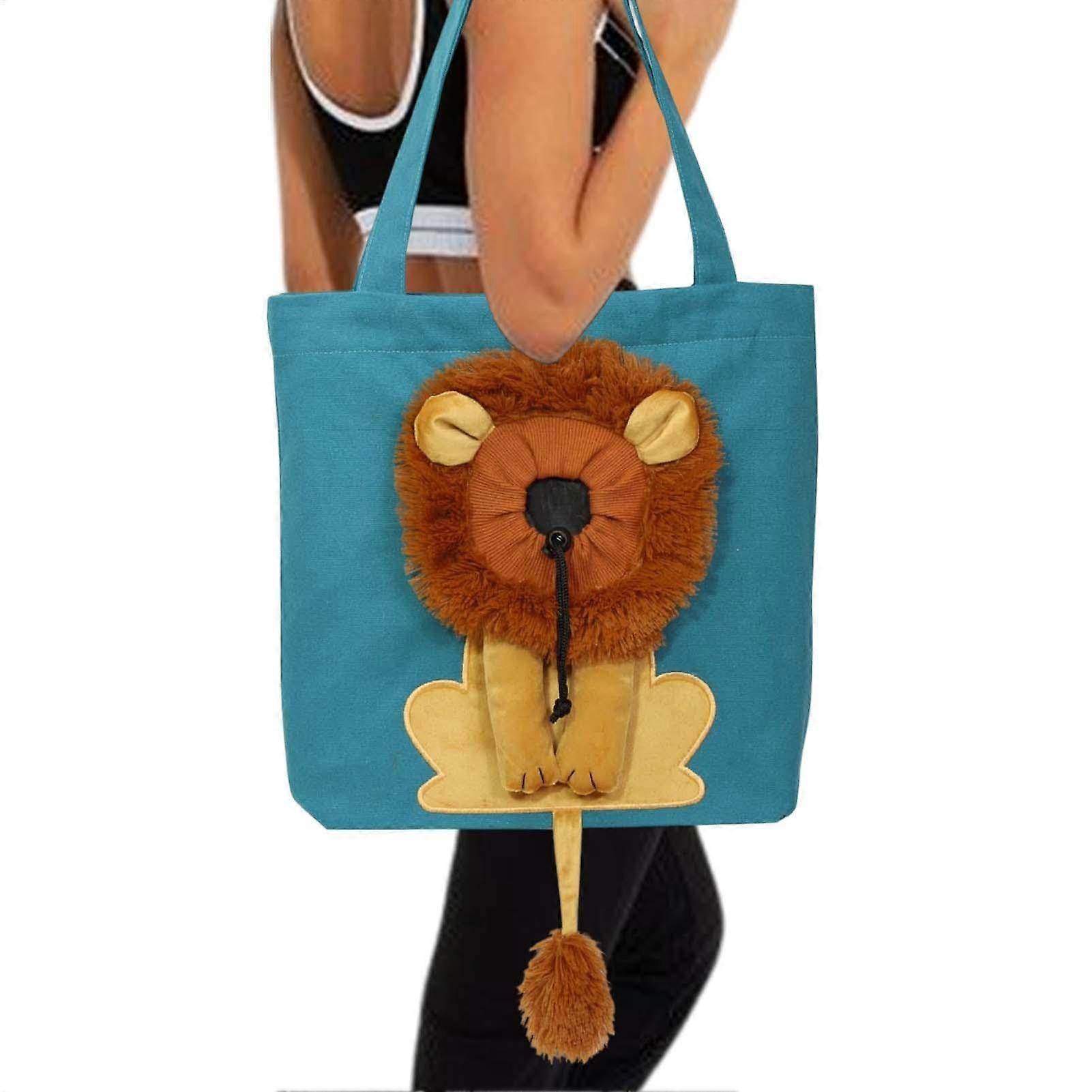 Pet carrier bag – Shoulder pads made of – Kitten carrier bag – Crossbody bag in Lion Lake Blue style