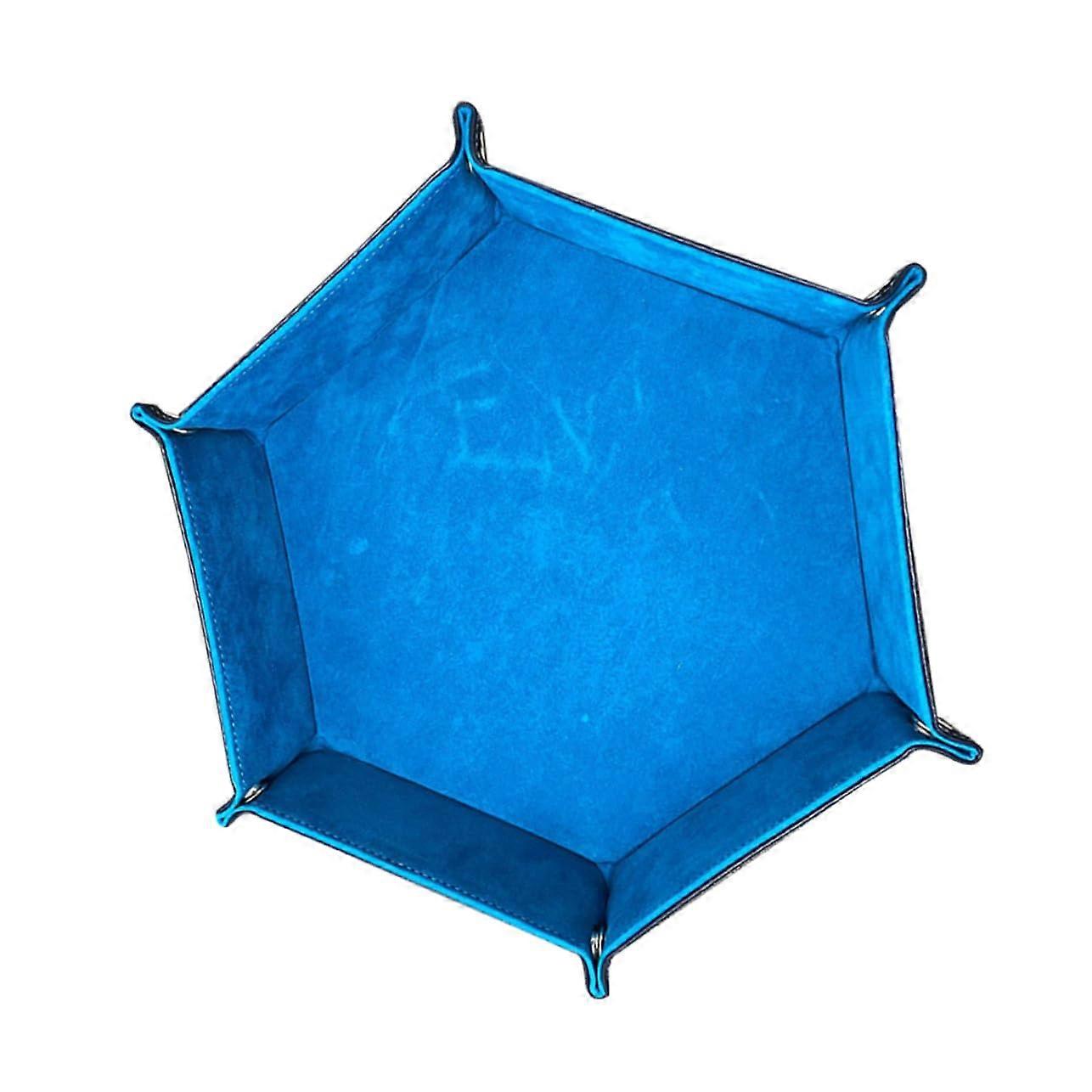 Leather Cube Tray Foldable Storage Boxes Lapel Button Buttons Hexagon Play Trays Cube Tray Hexagonal Cube Tray Blue