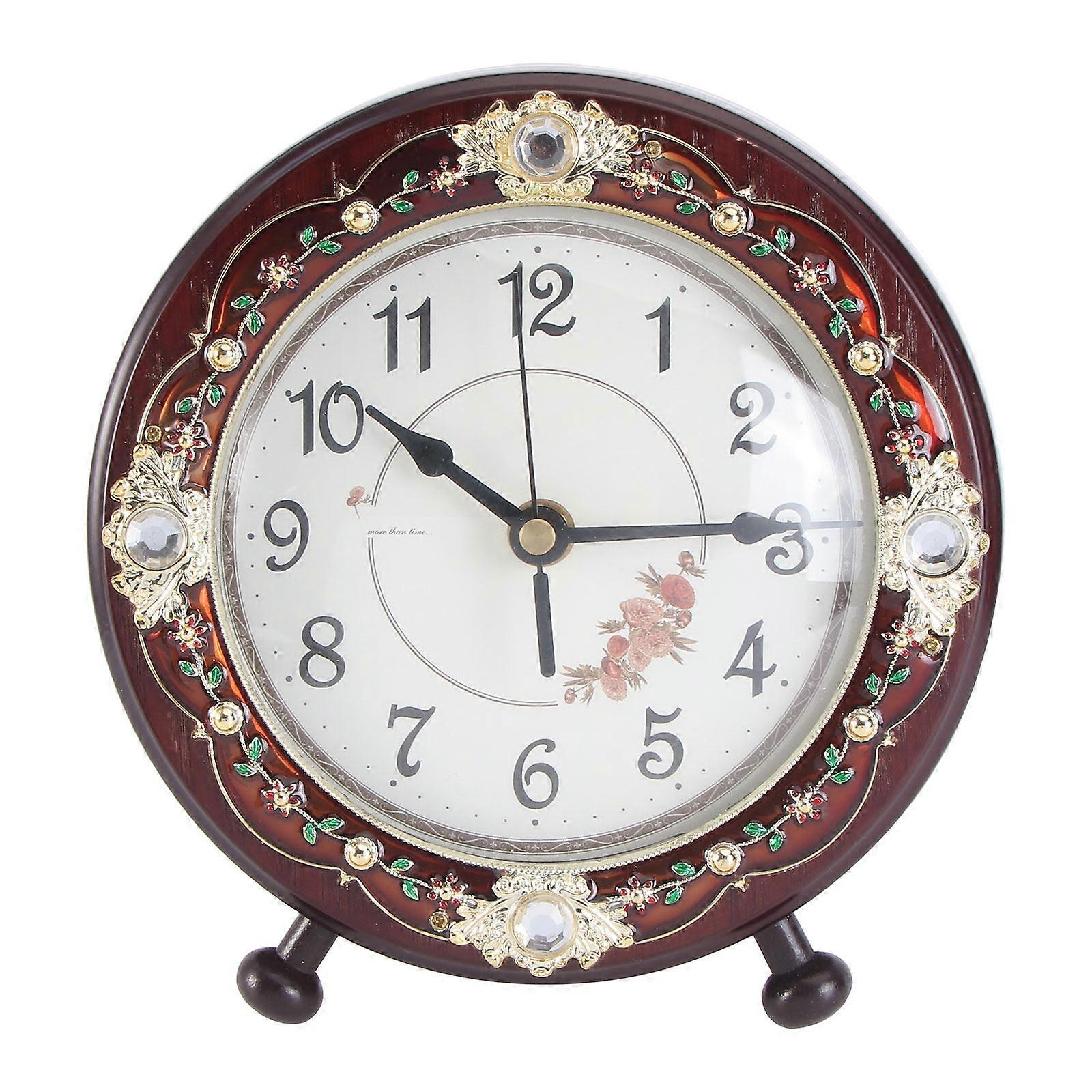 Decorative Desk Clock Small Mantel Clock Homeowners Office Workers 18.5x18.5x6.5 Cm