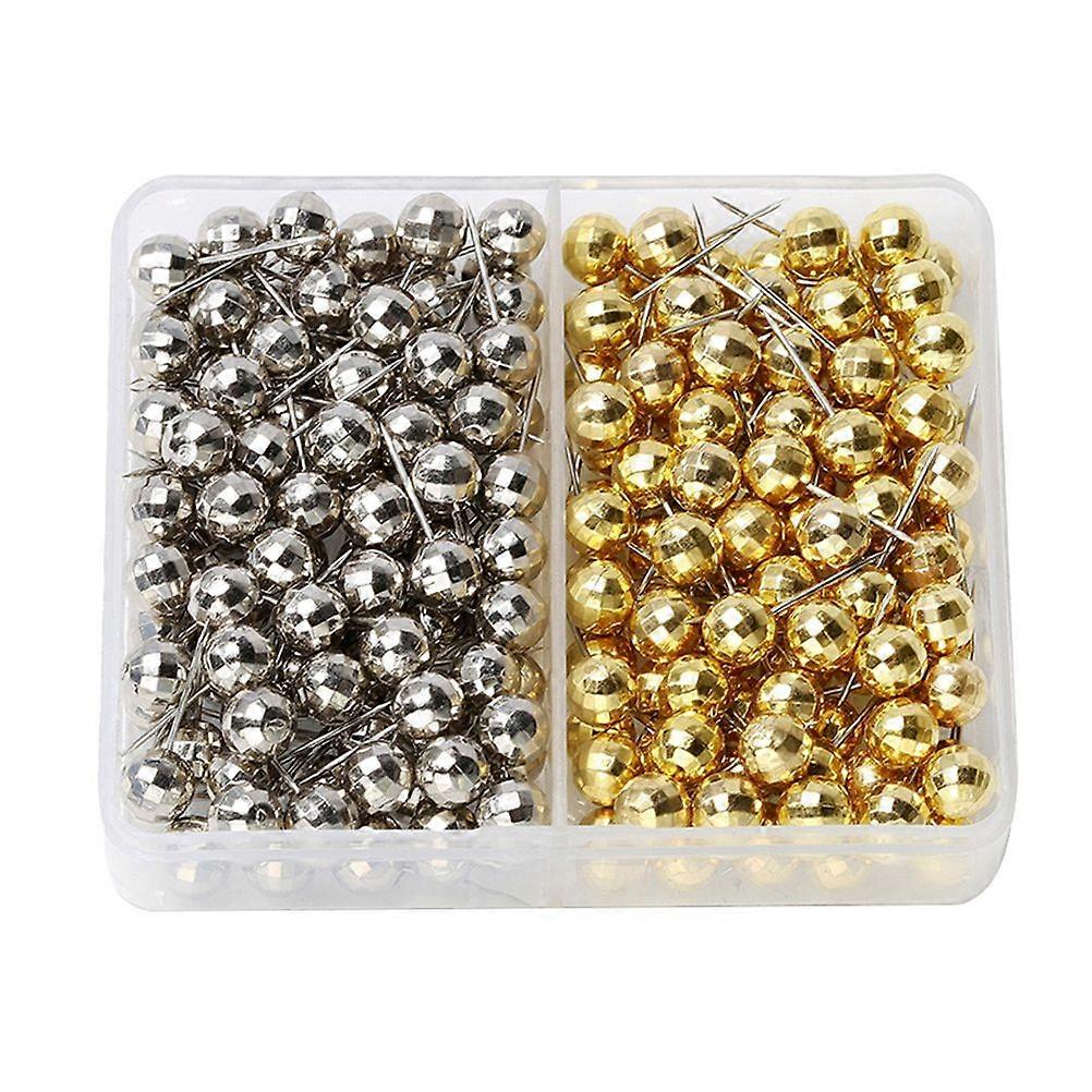200pcs 6mm Football Pattern Map Nail DIY Positioning Pin Clothing Positioning Pin Push Map Tacks for Whiteboard Fabric Making (Gold and Silver Double