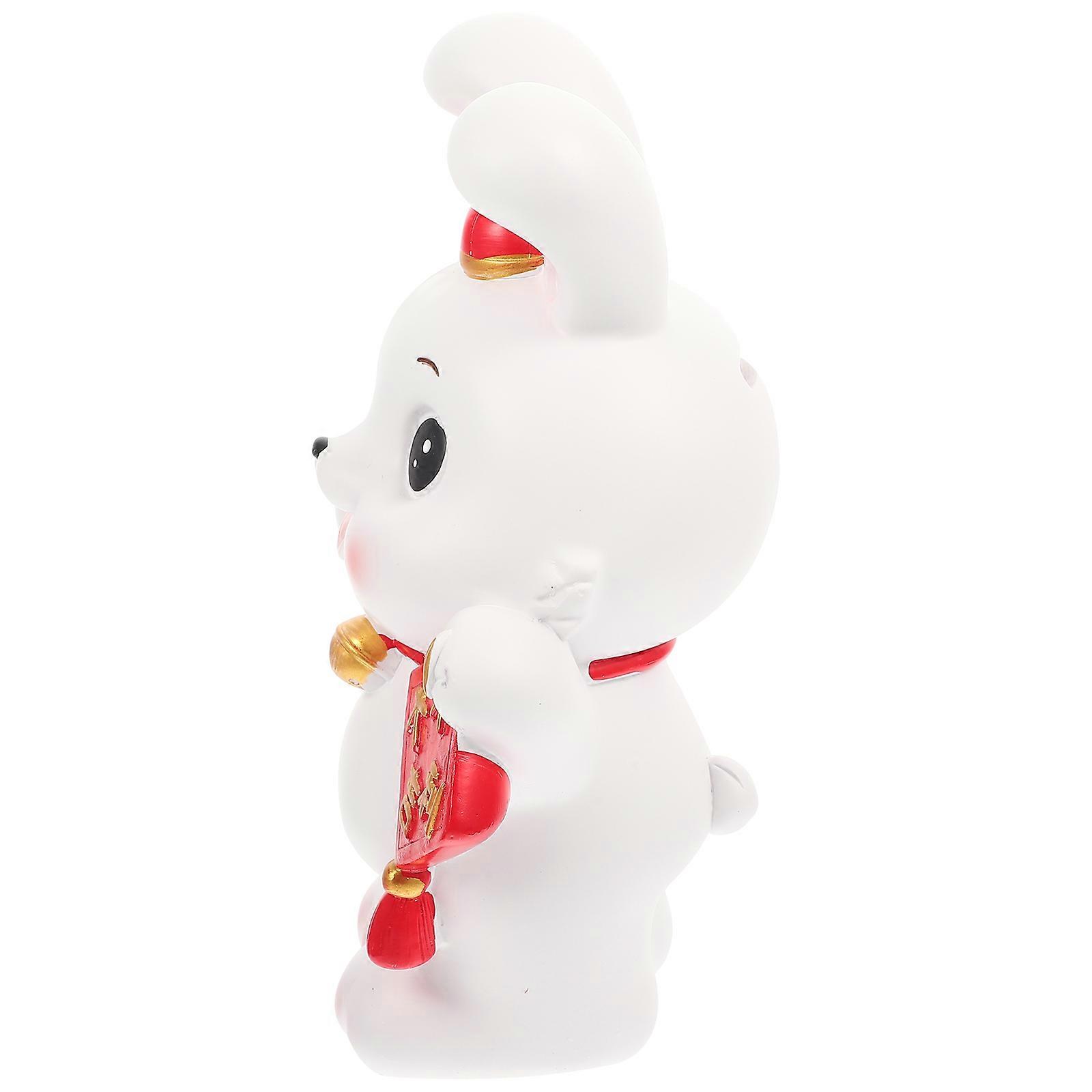 Resin Bunny Statue Zodiac Rabbit Shape Rabbit Piggy Bank Cabinet Decoration Money Saving 1Pcs