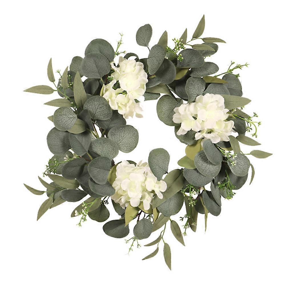 Green Synthetic Wreath for Door Decoration with Eucalyptus 1 Pc