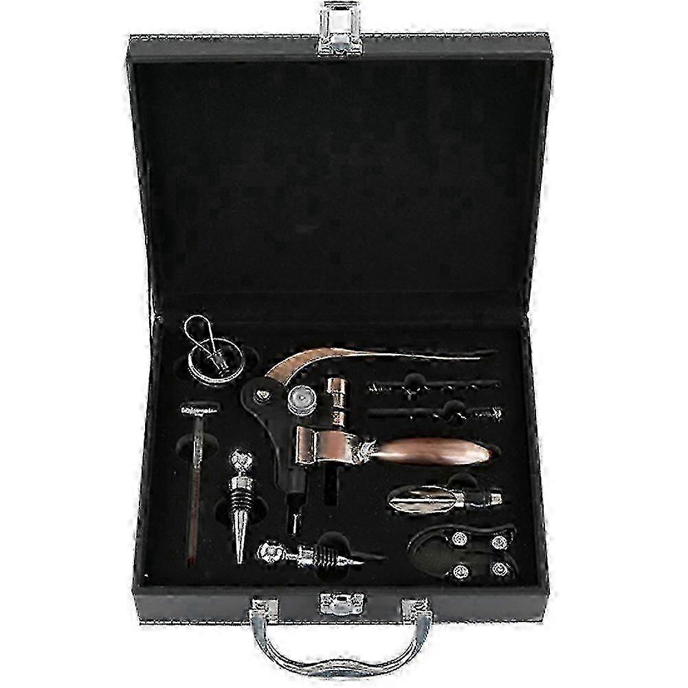 Premium Wine Opener Set with Leather Box, Rabbit Corkscrew & Pourer Gift Set