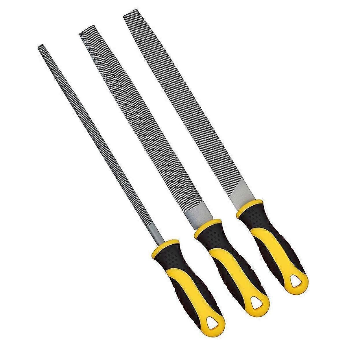 3Pcs Metal File Set, 8 ιντσών, επαγγελματικές λίμες από ανθρακούχο χάλυβα, περιλαμβάνει επίπεδη / μισή στρογγυλή / στρογγυλή, κατάλληλη για μέταλλο, ξύλο και πολλά άλλα