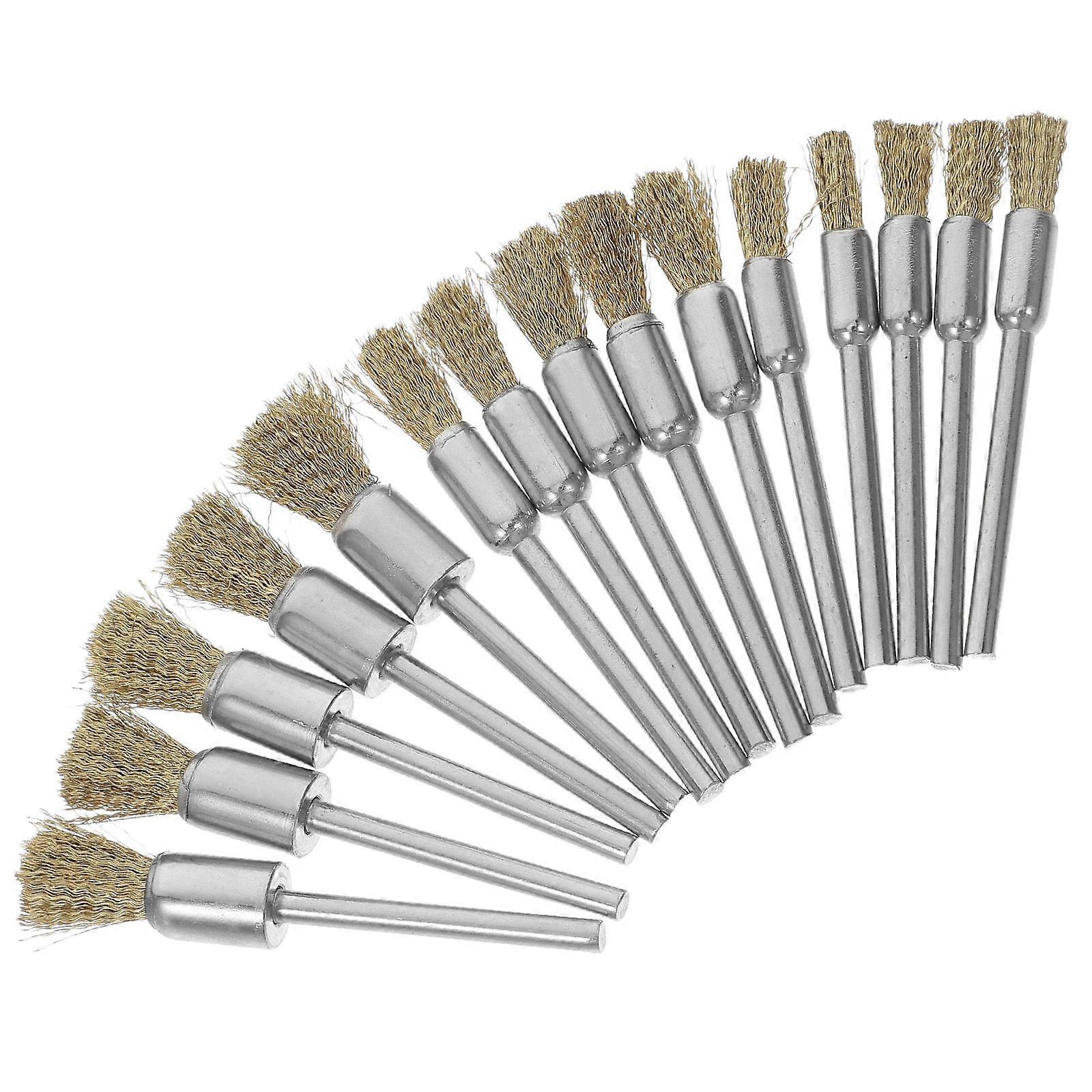 Copper Wire Cleaning End Brushes - 15pcs Handle Electric Grinding Brush Wire Wheel Brushes Rotary Tools Cleaning Polishing Pattern
