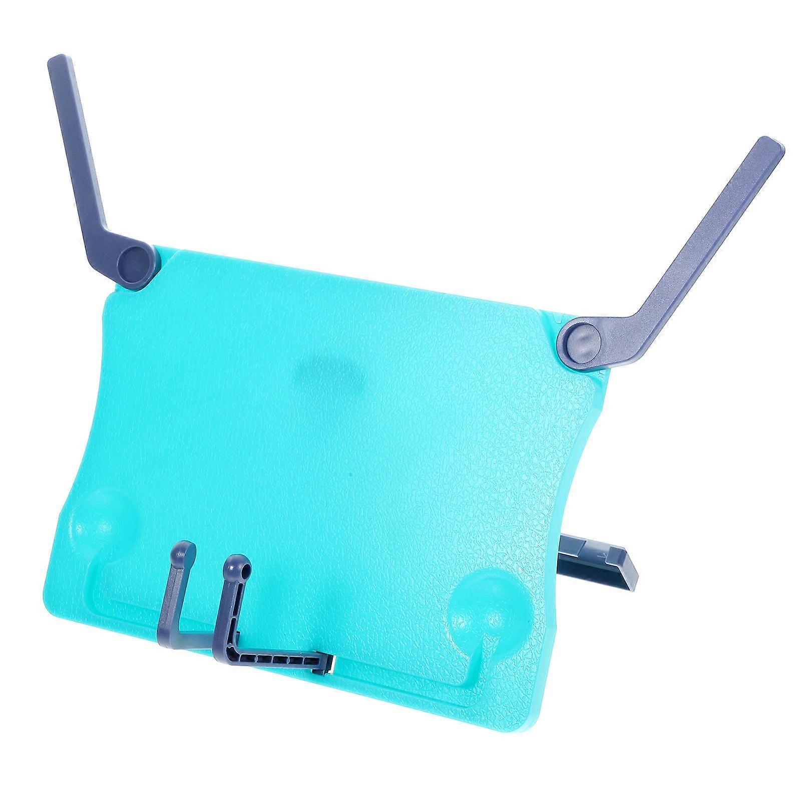 Sky-blue Foldable Reading Stand for Kids with Adjustable Angle and Clips Portable ABS Material