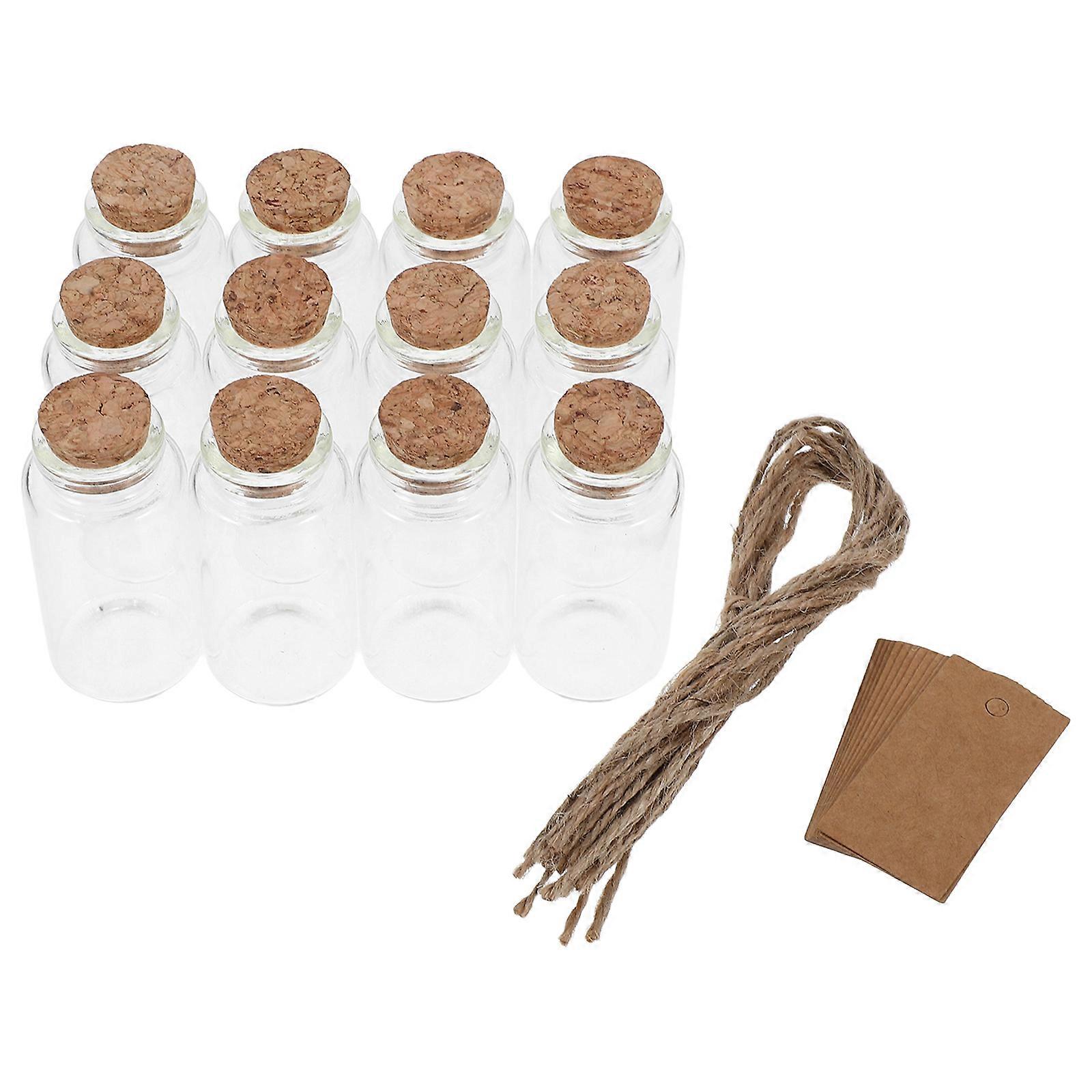Small Glass Wishing Containers With Tags Perfect For Art Projects And Event Planners 12-Pcs