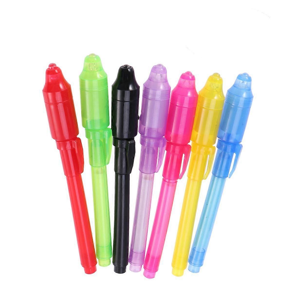 Invisible LED Pen with Highlighter UV Light for Kids Playing Assorted Color Plastic 7pcs