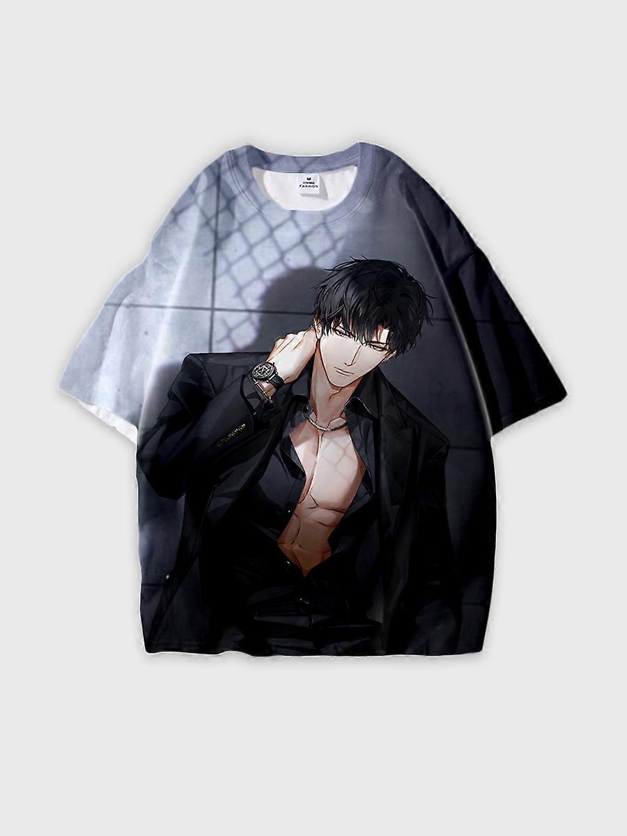 T-shirt round neck Role Pattern loose short sleeve E266