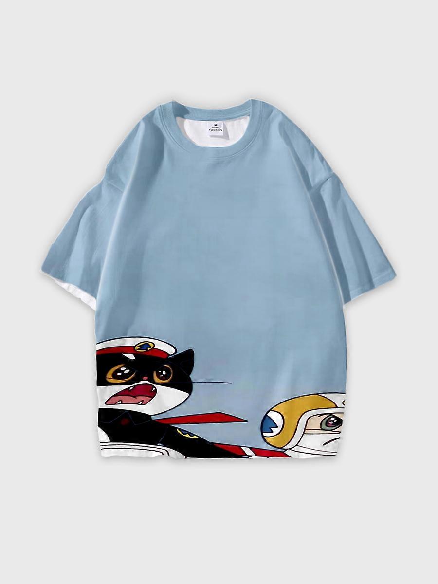 T-shirt round neck Cartoon Pattern loose short sleeve C1944